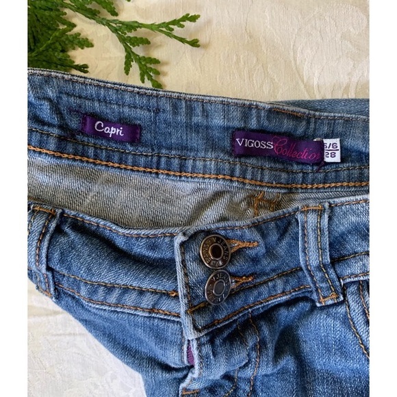 Vigoss Collection Shorts Denim Capri Shorts Distressed cropped jeans Size 6 - Picture 3 of 8